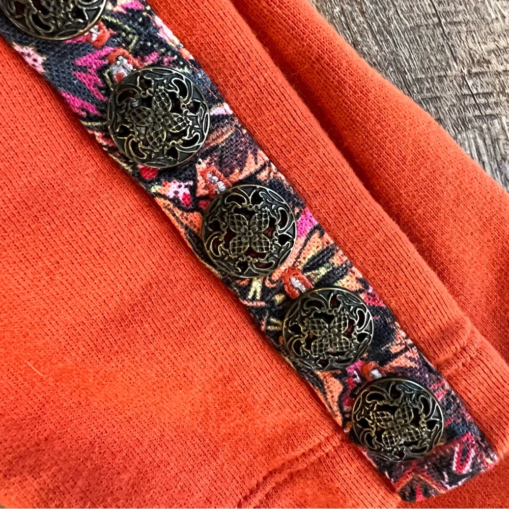 Soft Surroundings Nuance Orange Jacket with Tapestry Accent and Filigree Button - Picture 9 of 16